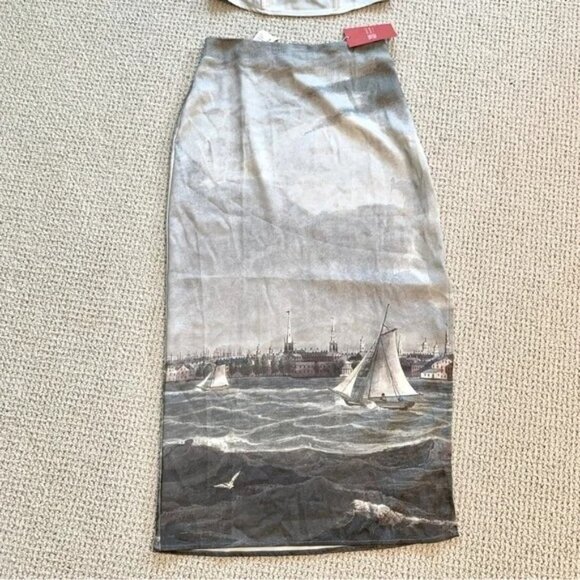 The MET x PacSun Sailboat Satin Midi Skirt and Strapless Bustier Top Set Dress - Picture 9 of 13